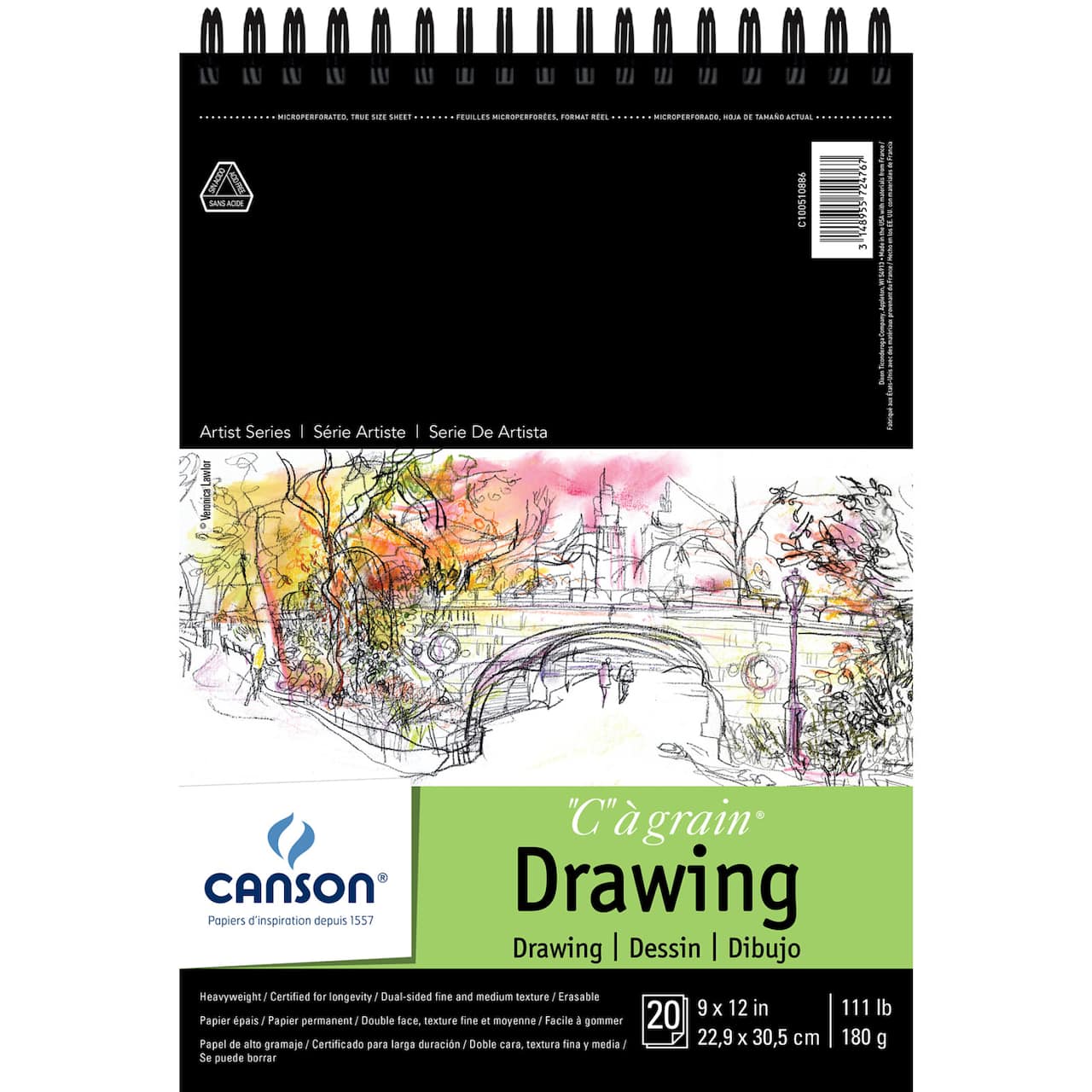 Canson® Artist Series Wire Bound Pure White Drawing Pad